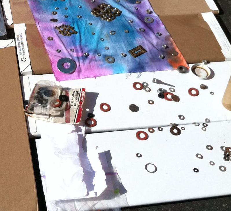 A variety of objects can be used to mask areas of your painted surface and produce your print