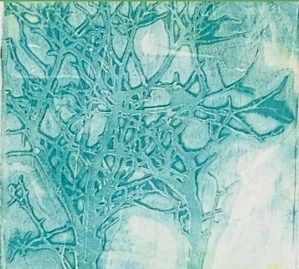 Trees blue_monoprint